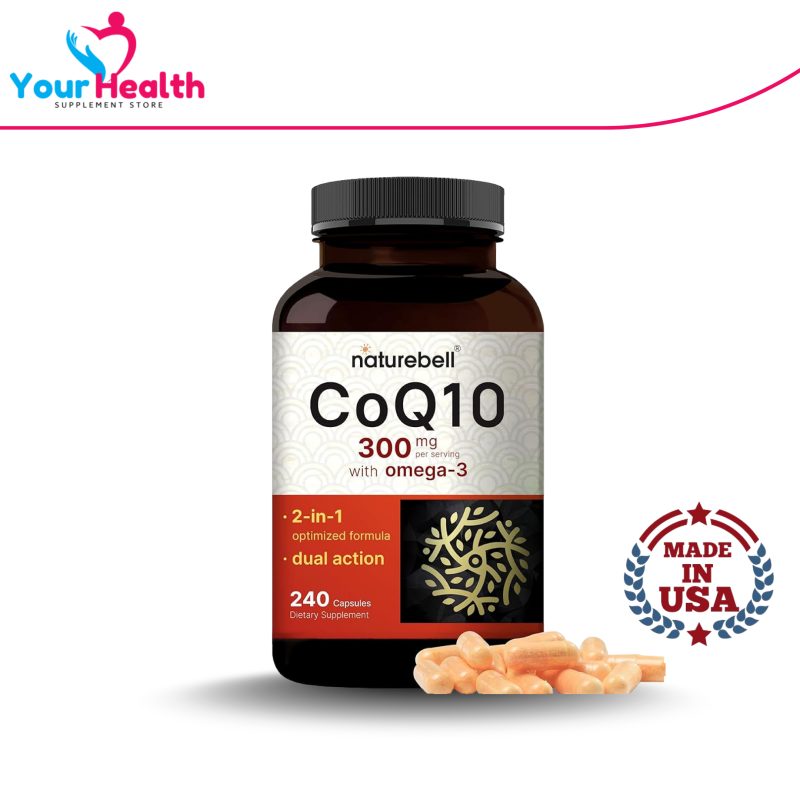 Naturebell CoQ10 (Ubiquinone) 300mg with Omega 3 Fatty Acids – 240 Capsules