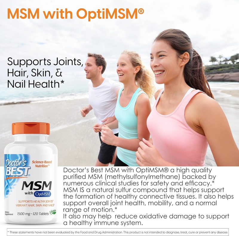 Doctor's Best MSM With OptiMSM 1500 mg - 120 Tablets - Image 3