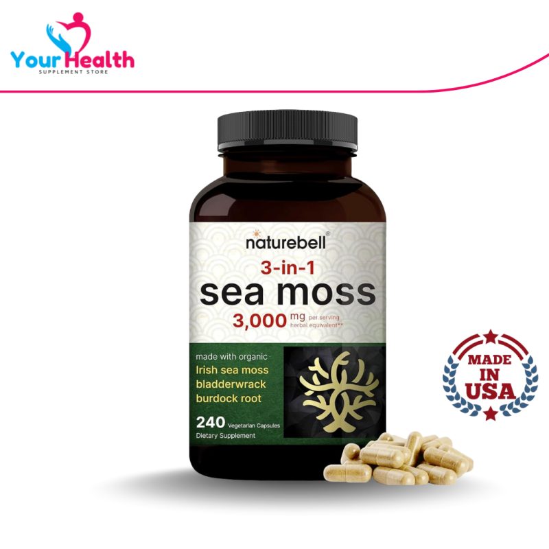 Naturebell Irish Sea Moss Capsules, 3,000mg Per Serving, 240 Veggie Pills