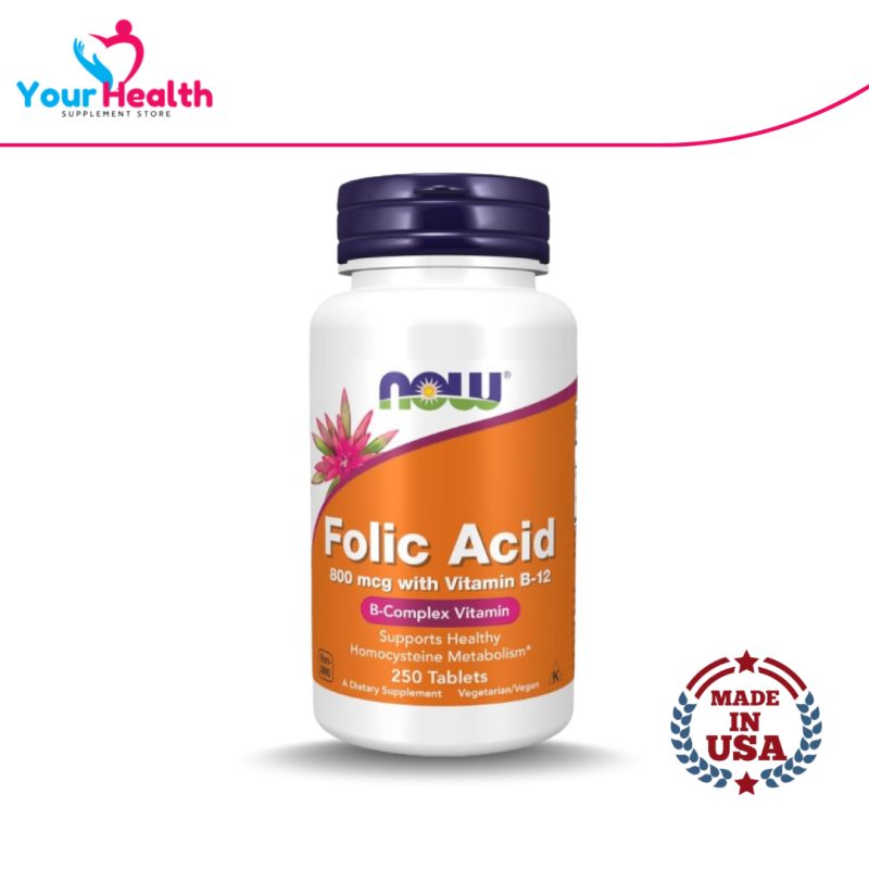 NOW Folic Acid 800 mcg With Vitamin B-12 - 250 Tablets