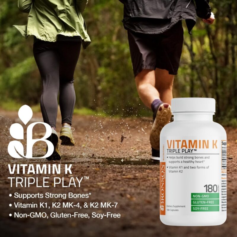 Bronson Vitamin K Triple Play Supplement - 90 Capsules - Image 3