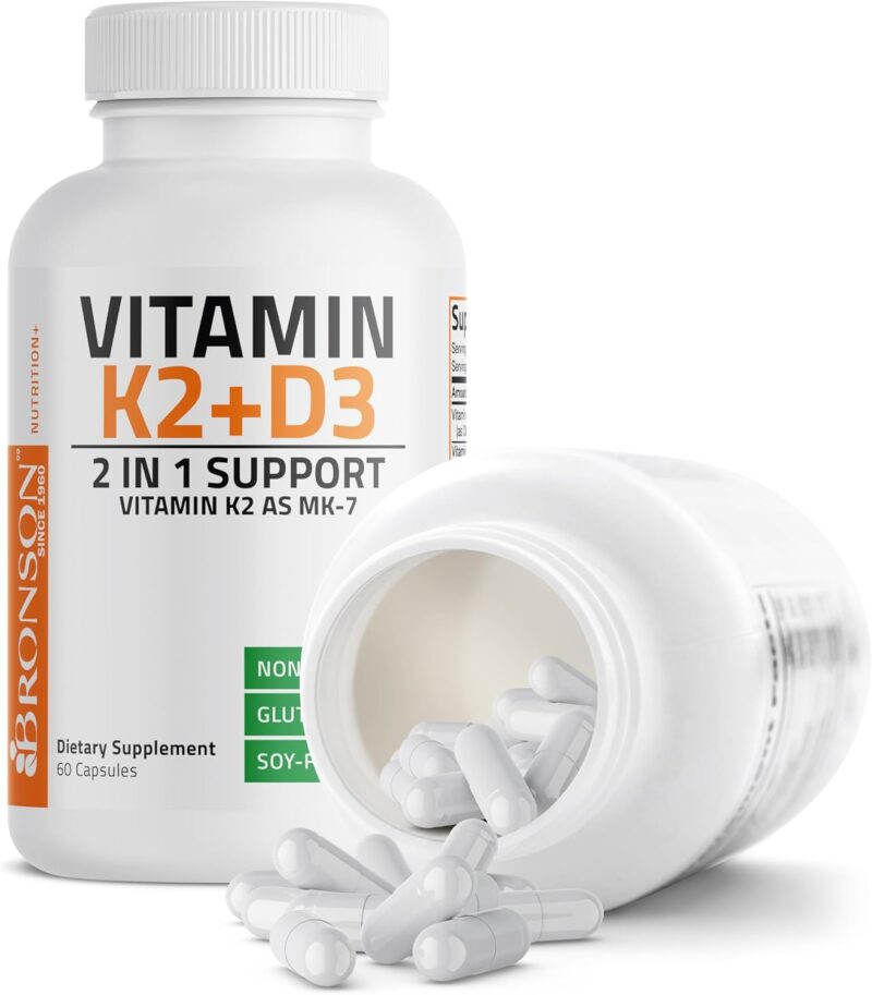 Bronson Vitamin K2 MK-7 Plus Vitamin D3 - 60 Capsules - Image 3