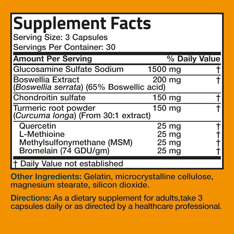 Bronson Glucosamine Chondroitin Turmeric & MSM - 60 Count - Image 2