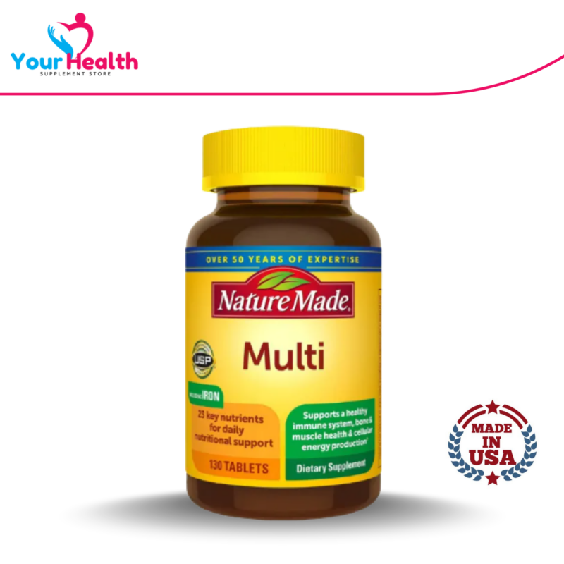 Nature Made Multivitamin Tablets with Iron, Multivitamin for Women and Men for Daily Nutritional Support, 130 Tablets, 130 Day Supply