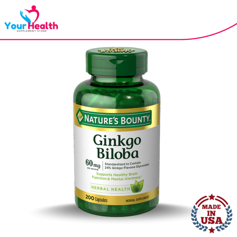 Nature's Bounty Ginkgo Biloba 60mg - 200 Capsules