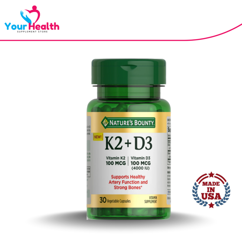 Nature's Bounty Vitamin D3 + K2 100 mcg - 30 Capsules