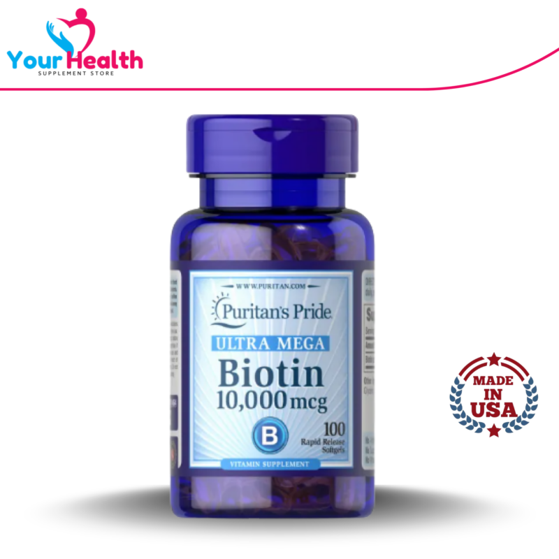 Puritan's Pride Biotin 10000mcg - 100 Softgels