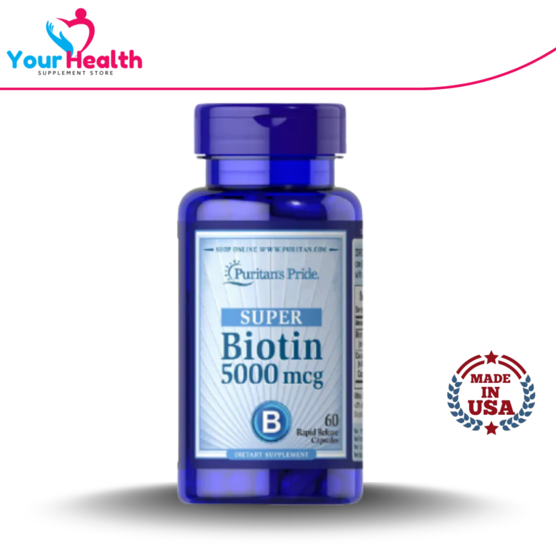 Puritans Pride Super Biotin 5000mcg - 60 Capsules