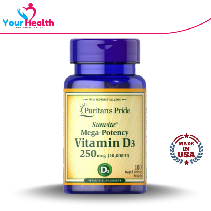 Puritan's Pride Vitamin D3 250 mcg (10,000 IU) - 100 Softgels