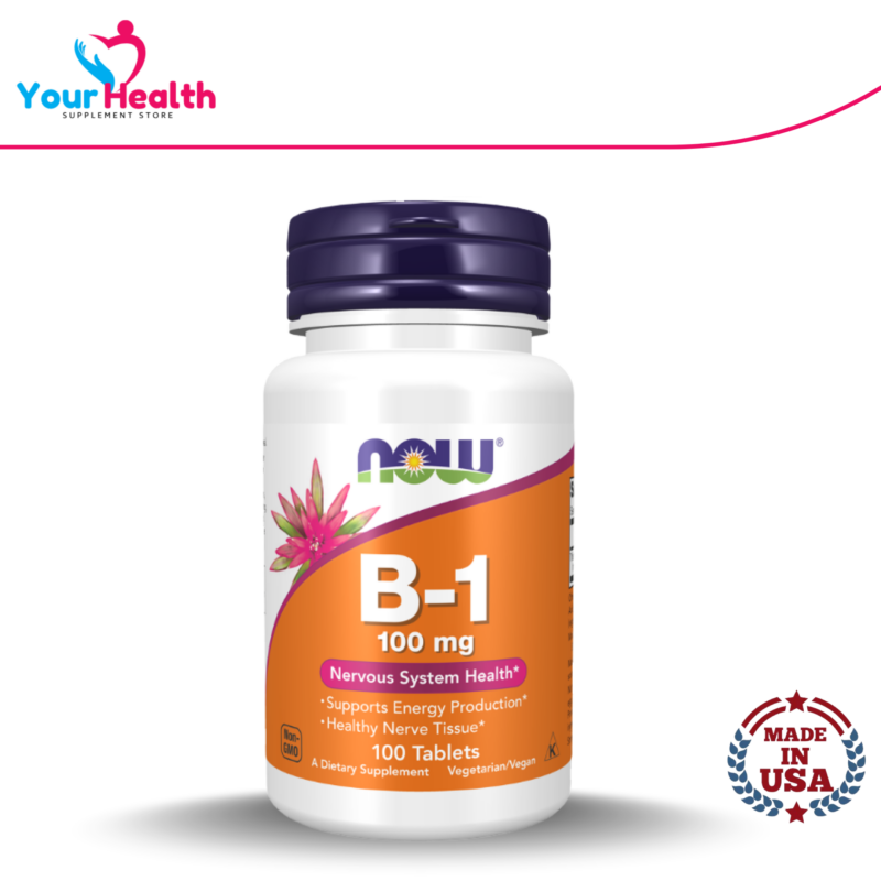 NOW Foods Supplements Vitamin B-1 100 mg Energy Production Nervous System Health 100 Tablets